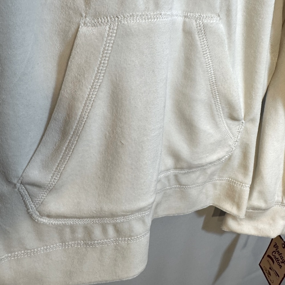 Vintage Cotton Size L Long Sleeve Hooded Pullover Kangaroo Pockets Sweatshirt - Picture 8 of 15
